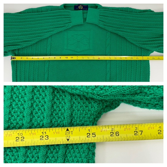 Blarney Castle Designs Made In Ireland Knit Green Clover Leaf Sweater Size XXL - Picture 14 of 15